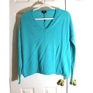 Line the Label Turquoise V-Neck Cashmere Sweater sz S NWOT